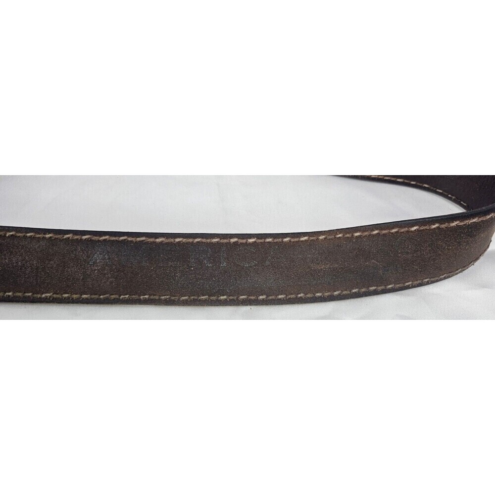 American Eagle Brown Leather Mens Belt Eagle Size 32 Y2k Classic Stitched - Picture 8 of 14